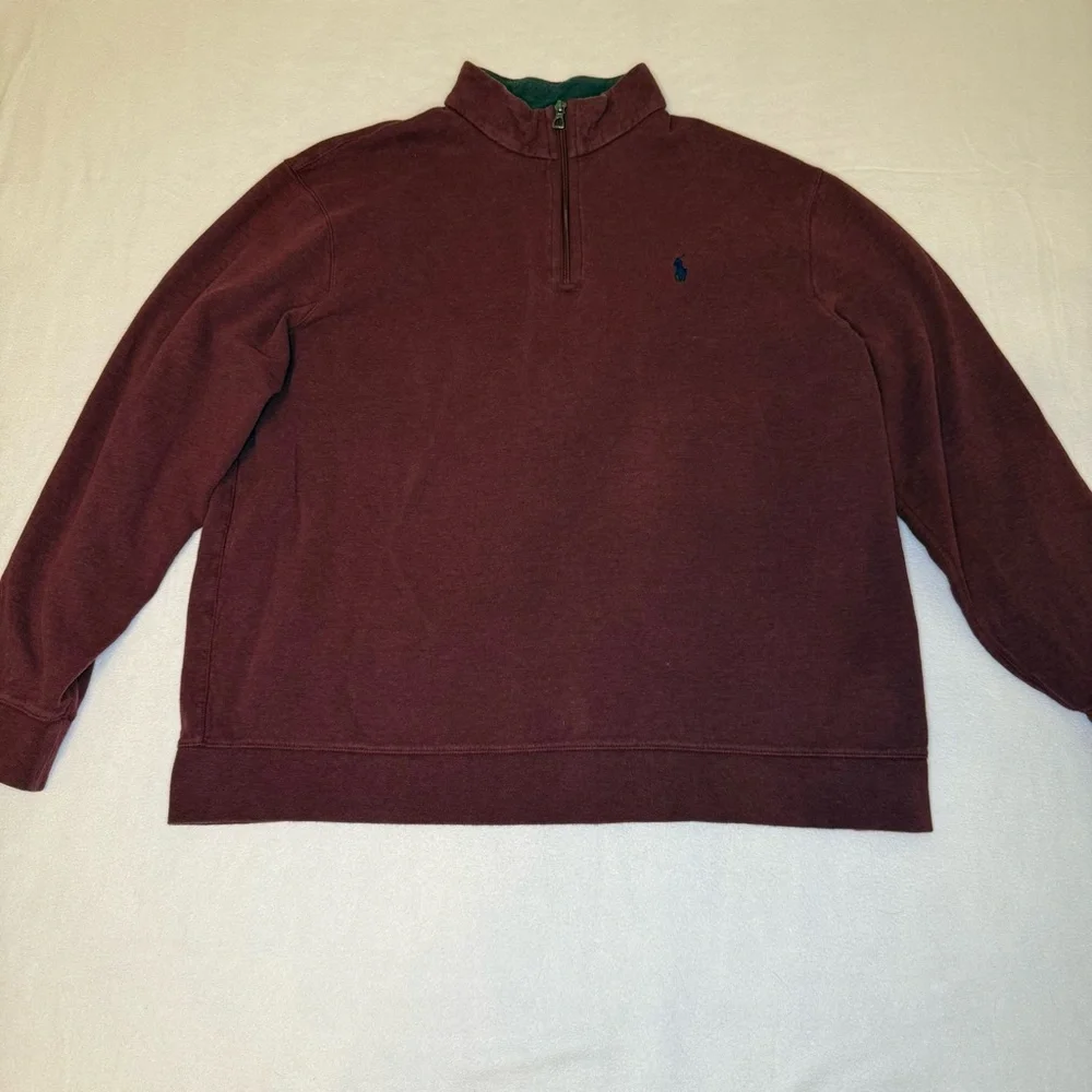 Ralph Lauren Polo Zip Up Sweater Men’s Extra Large Maroon –‎ Preppy Fall Layer
